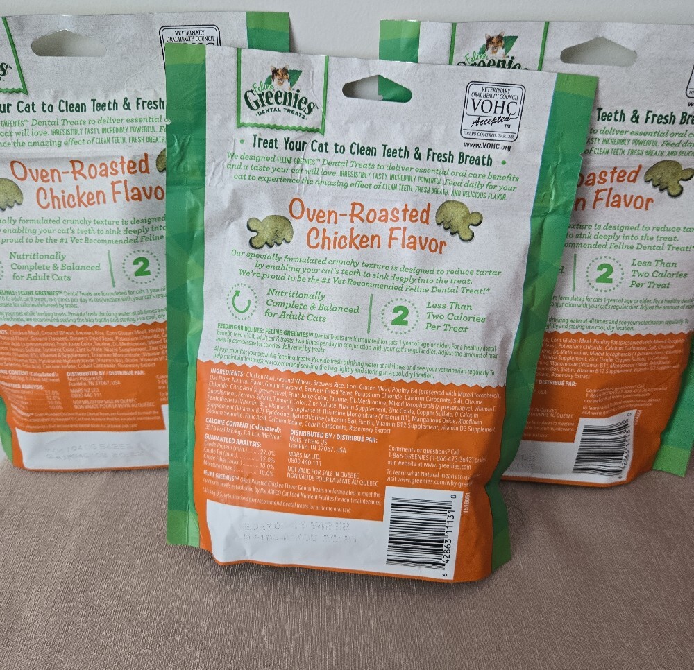 Feline Greenies Dental Treats – MEGA Size 3‑Pack (Oven‑Roasted Chicken Exp 4/27) - Picture 3 of 6